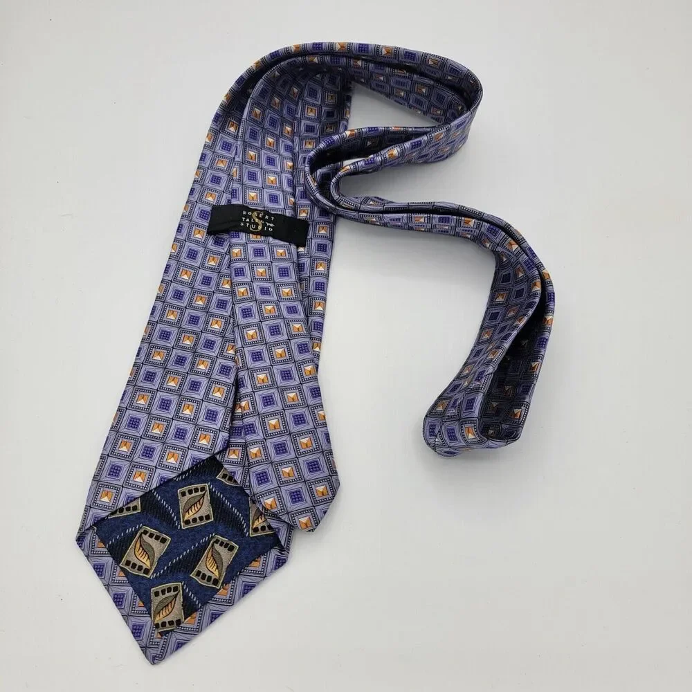 Mens Necktie Robert Talbott Silk Blue purple suit Size 59 By 4 Inches Vintage